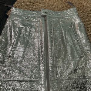 Zadig & Voltaire Shimmering Silver Moto Mini Skirt